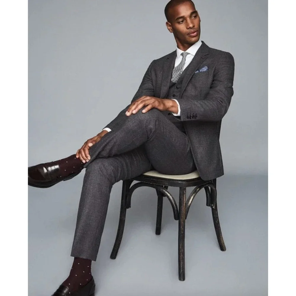 REISS Move Slim Fit Blazer Size 38 NEW Charcoal Dark Gray $475 Jacket